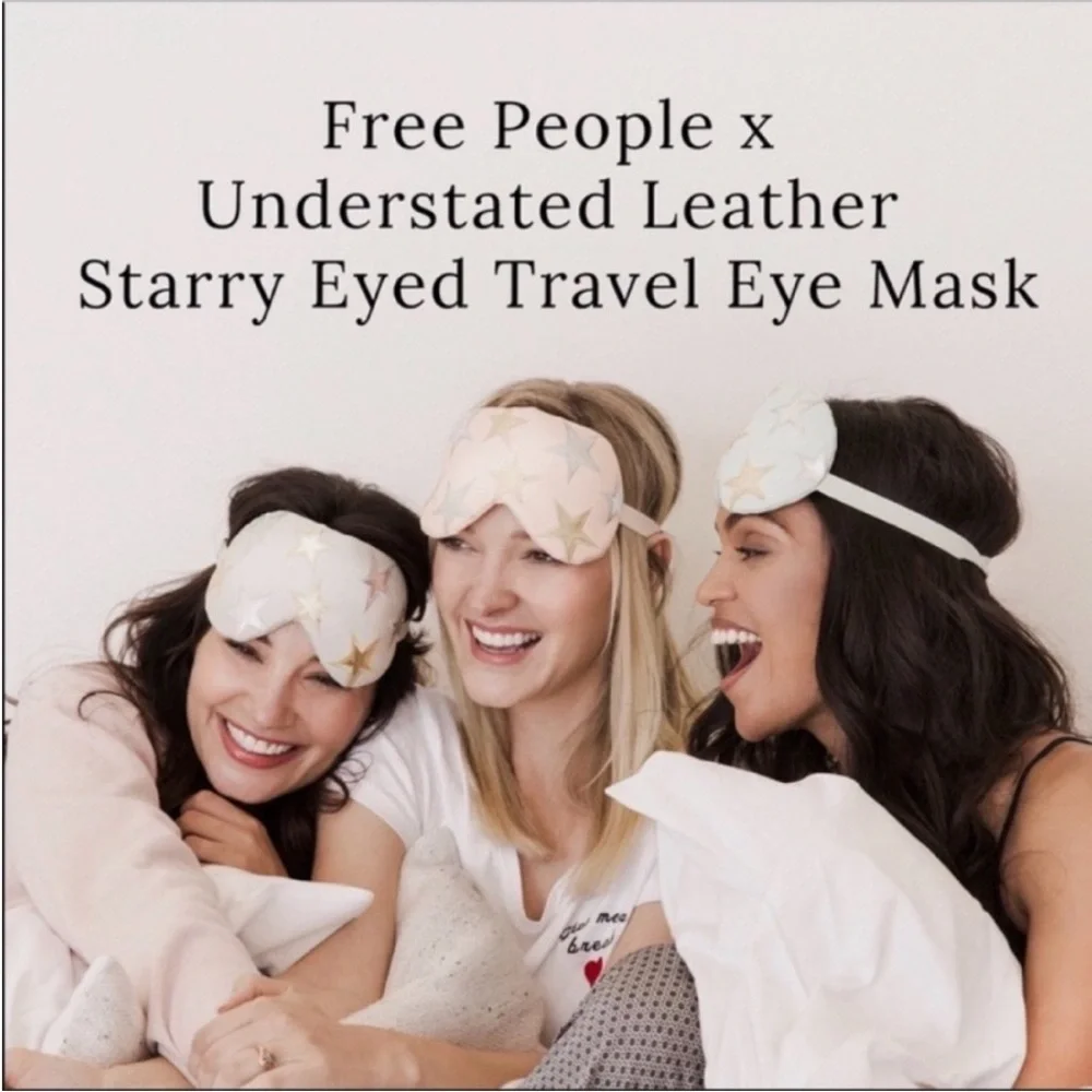 NWT Free People x Understated Vegan Leather Travel Mask Grey w/ Metallic Stars
